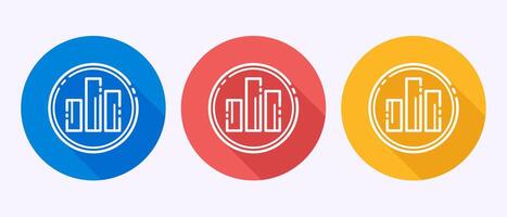Bar chart icon, Graph logo, Growth chart sign in shadow button design vector
