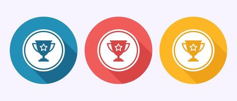 Award icon design, Winning icon, Champion sign symbol in shadow button design vector