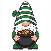 Spring Gnome Dressed as a Leprechaun with Shamrock vector