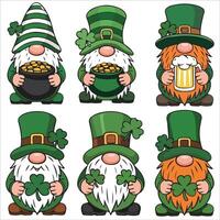 Gnome with Shamrock and Leprechaun Hat Set vector