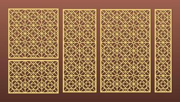 Laser cut pattern set. design with elegant geometric ornament abstract floral grid vector