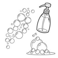 Collection of white liquid suds from soap shampoo In different perspectives vector