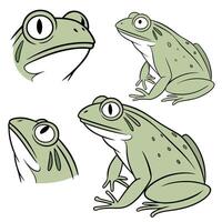 Illustration style of Collection set of Frog In different perspectives vector