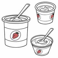 Collection of A cup of yogurt In different perspectives vector