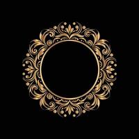 golden round frame on black background vector