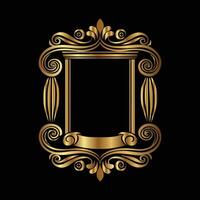 golden frame with scroll pattern on black background vector