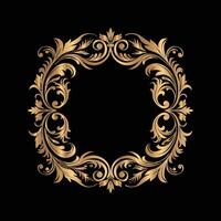 golden frame on black background. golden frame. vector