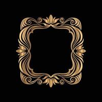 golden frame with floral pattern on black background vector