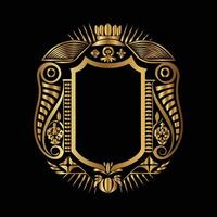 golden frame with ornate design on black background. vector