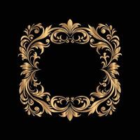 golden frame on black background. set of gold vintage frames vector