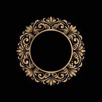 golden frame with floral pattern on black background. golden frame vector