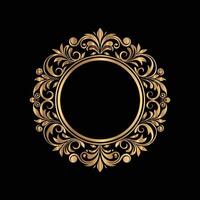 golden frame on black background. decorative frame. vector