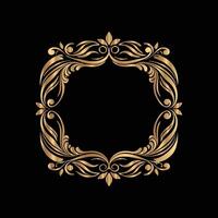 golden frame on black background. decorative frame vector