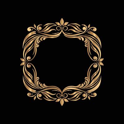 golden frame on black background. decorative frame