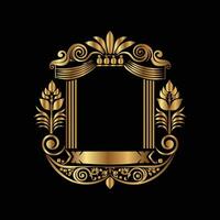golden frame with ornate design on black background vector