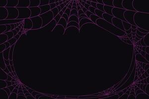 Spider Web Frame in Hand Drawn Style Isolated on Dark Background. Doodle arachnid web perfect for cards, party invitations, web, fashion, print vector