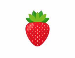 Cartoon-style strawberry with leaf crown and clear background, created with smooth gradients and minimal decoration. vector