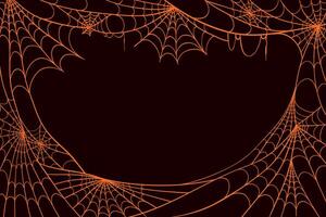 Halloween Spider Web Frame in Hand Drawn Style Isolated on Brown Background. Doodle arachnid web perfect for cards, party invitations, web, fashion, print vector
