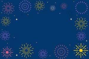 Background of colorful fireworks in flat style vector