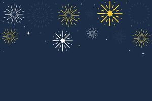 Dark background with fireworks in flat style vector