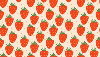 Flat style seamless pattern filled with vivid strawberries and dotted accents. vector
