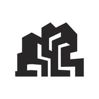 A black and white logo for a building vector