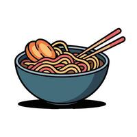 Noodles with chopsticks in a bowl illustration vector