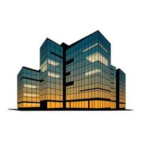 A building with windows at sunset vector