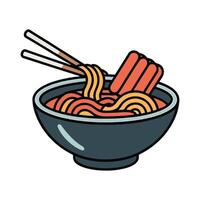 Noodles with chopsticks in a bowl vector