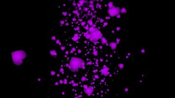 Abstract glowing particles falling heart shape explosive loop animation. video
