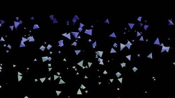 Abstract glowing particles falling tetrahedron shape loop animation. video
