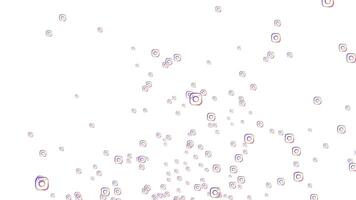 Abstract Instagram logotypes turn objects formed by colorful particles animation. For editorial use only. video