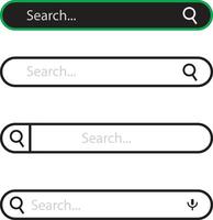 Four Stylish Search Bar Designs Modern UI Elements for Websites and Apps, Clean Minimalist Look vector