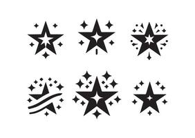 Star icon silhouette pack with hand drawn sketch style designs in a clean creative layout vector