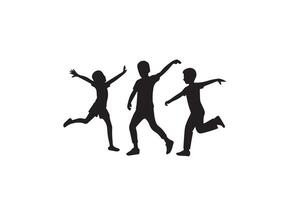 A group of kids jumping in the air with one being held up by one of them vector