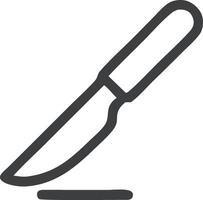 Minimalist Outline Surgical Scalpel Instrument with Incision Line Icon Symbol vector