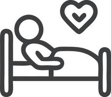 Minimalist Outline Bed Patient Recovery Symbol Shape Icon Design Element vector