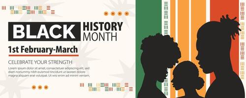 Black History Month Celebration with Silhouettes and Inspirational Message, illustration vector