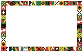 Decorative border design for Black History Month with vibrant patterns, illustration vector