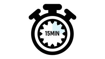 15 Minutes Timer Icon, Modern Flat Design. Clock, Stopwatch, Chronometer Showing Fifteen Minutes Label. Cooking time, Countdown Indication. vector