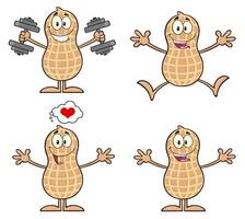 Expressive Peanut Character Collection With Fitness And Affection Themes vector