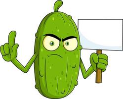 Angry Pickle Protest Character Collection With Blank Sign Board vector