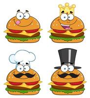 Cartoon Cartoon Burger Mascot Collection With Royal, Culinary And Gentleman Styles Mascot Collection With Royal, Culinary And Gentleman Styles vector