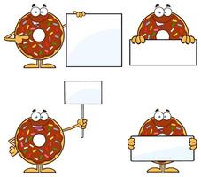 Cute Doughnut Icons With White Signboards In Presentation Style vector