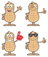 Funny Peanut Mascot Collection With Positive Gestures And Supporter Themes vector