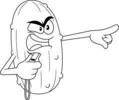 Black And White Cucumber Referee With Whistle And Furious Look vector