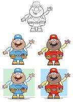 Friendly Mechanic Character Collection With Outline And Color Versions vector