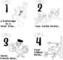 Christmas Bird Characters From 12 Days Song In Outline Style vector