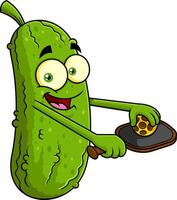 Green Cucumber Athlete With Paddle Ready To Serve vector