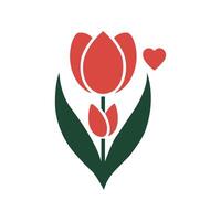 A red tulip with a heart on it vector